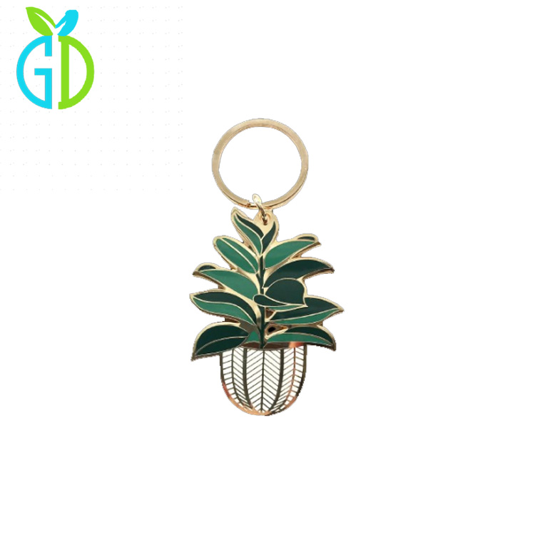 Keychain Enamel Plant Cactus Rose Keyring 