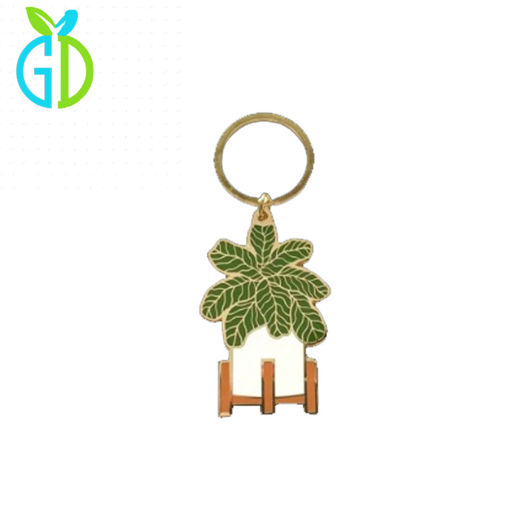 Keychain Enamel Plant Cactus Rose Keyring 