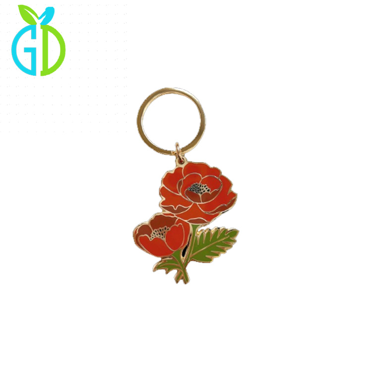 Keychain Enamel Plant Cactus Rose Keyring 