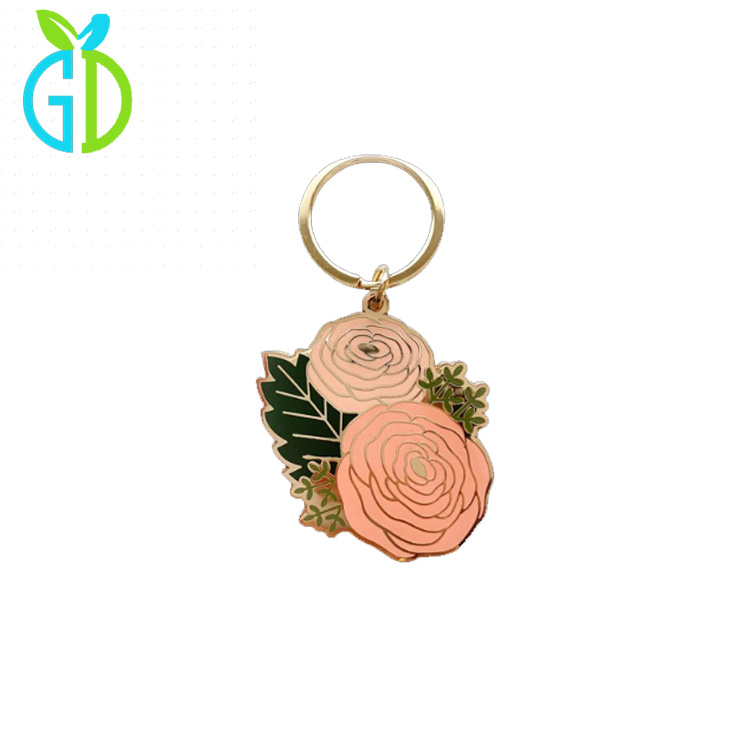 Keychain Enamel Plant Cactus Rose Keyring 