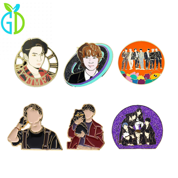 Custom Korean Idol Badge Exo Bts Kpop Soft Hard Enamel Lapel Pins Celebrity Souvenir Metal Cute