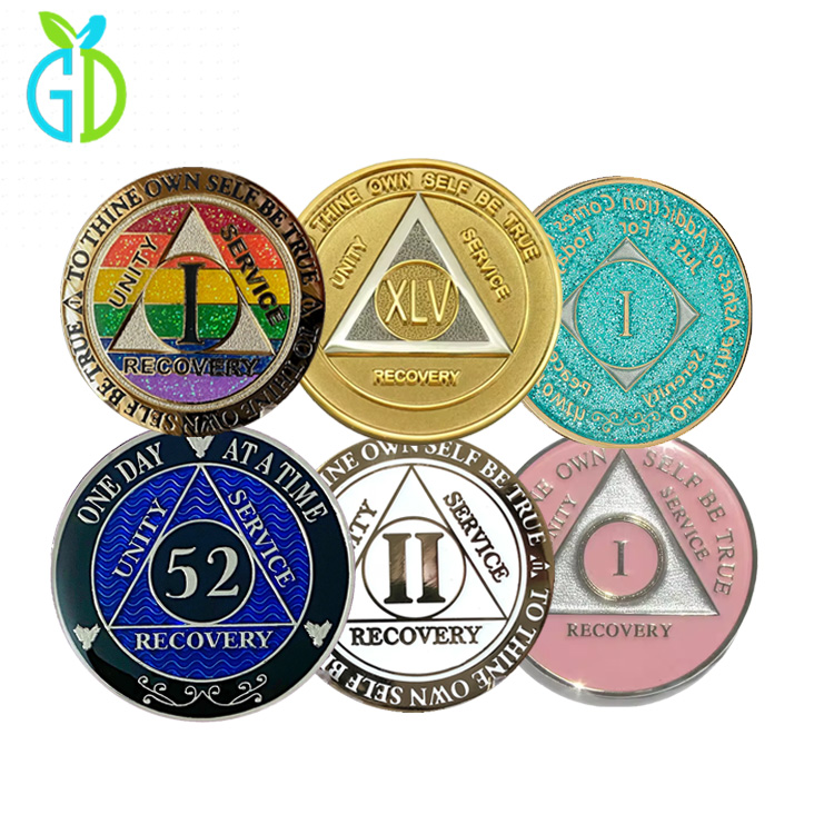 Manufacturer Quality Anniversary Years Month Recovery Custom AA Recovery Coin Challenge Coins