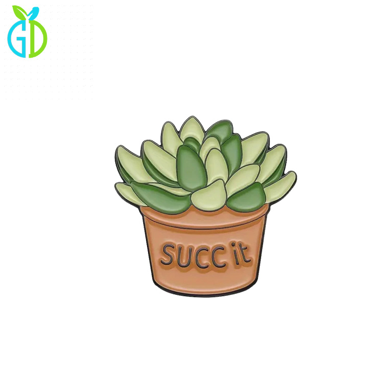Hot Sell Plant Feed Me Customized Soft Hard Enamel Cactus Monstera Badge Pins