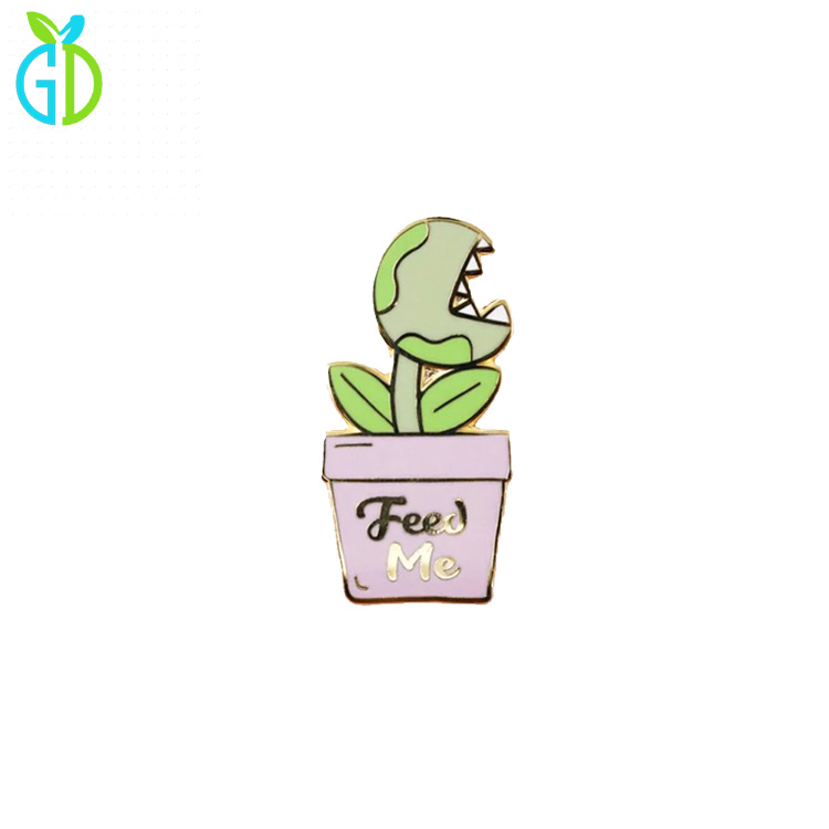 Hot Sell Plant Feed Me Customized Soft Hard Enamel Cactus Monstera Badge Pins