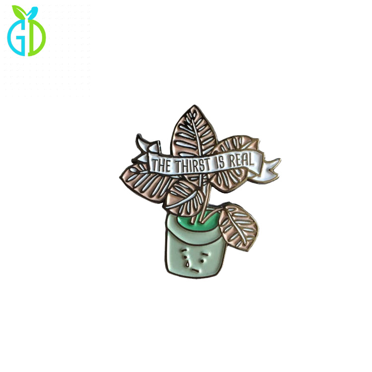 Hot Sell Plant Feed Me Customized Soft Hard Enamel Cactus Monstera Badge Pins