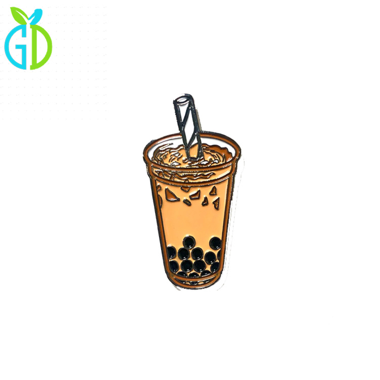 Accessories Cheap Custom Bottle Shaped Metal Hard Enamel Straw with Milk Tea Boba Lapel Pin