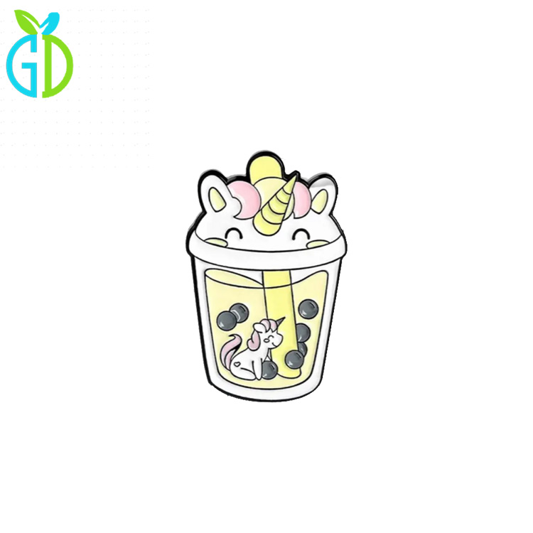 Accessories Cheap Custom Bottle Shaped Metal Hard Enamel Straw with Milk Tea Boba Lapel Pin