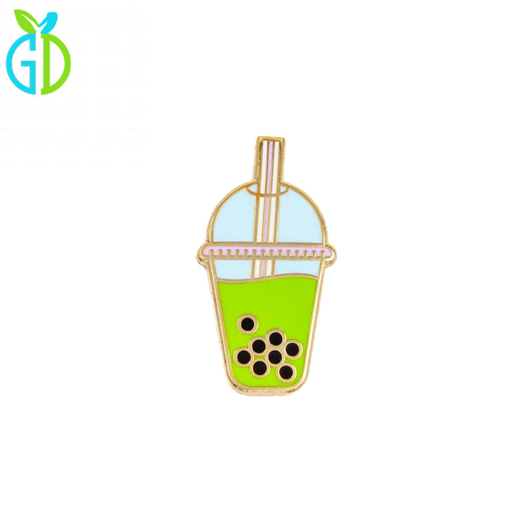 Accessories Cheap Custom Bottle Shaped Metal Hard Enamel Straw with Milk Tea Boba Lapel Pin