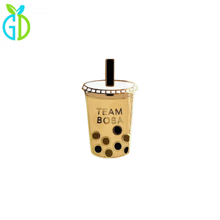 Accessories Cheap Custom Bottle Shaped Metal Hard Enamel Straw with Milk Tea Boba Lapel Pin